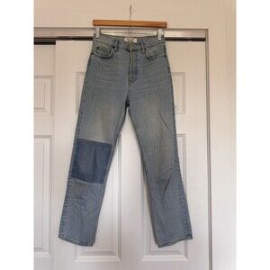 Reformation Jeans Womens 26 Tahoe Blue Cynthia Patch High Rise Straight Jeans
